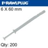 CSK HEAD HAMMER FIXING WITH STEEL NAIL 6X60MM X1000 PER BOX POLY