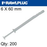 CSK HEAD HAMMER FIXING WITH STEEL NAIL 6X60MM X1000 PER BOX POLY