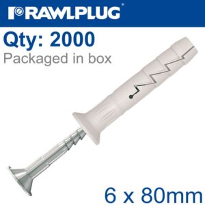 NYL HAMMER-IN FIXING 6X80MM+ CSK HEAD X2000 PER BOX