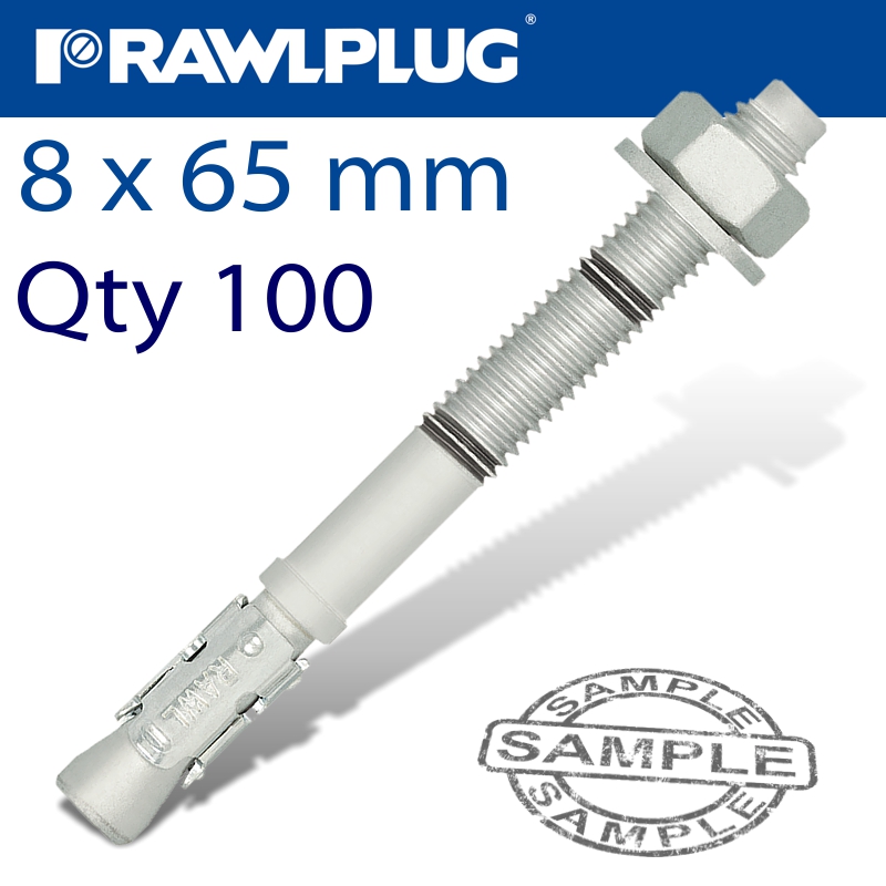 THROUGHBOLT 8X65X15MM ZINC FLAKE 100 -BOX THROUGHBOLT 8X65X15MM ZINC FLAKE 100 -BOX