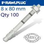 THROUGHBOLT 8X80X15MM ZINC FLAKE 100 -BOX