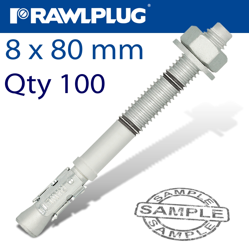THROUGHBOLT 8X80X15MM ZINC FLAKE 100 -BOX THROUGHBOLT 8X80X15MM ZINC FLAKE 100 -BOX