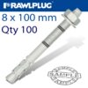 THROUGHBOLT 8X100X35MM ZINC FLAKE 100 -BOX