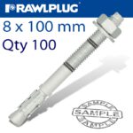 THROUGHBOLT 8X100X35MM ZINC FLAKE 100 -BOX