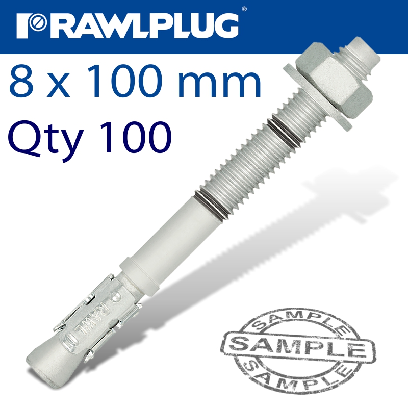 THROUGHBOLT 8X100X35MM ZINC FLAKE 100 -BOX THROUGHBOLT 8X100X35MM ZINC FLAKE 100 -BOX