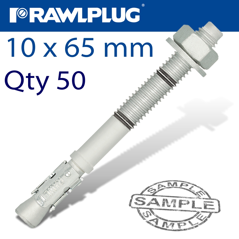 THROUGHBOLT 10X65X5MM ZINC FLAKE 50 -BOX THROUGHBOLT 10X65X5MM ZINC FLAKE 50 -BOX