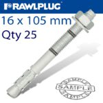 THROUGHBOLT 16X105X10MM ZINC FLAKE 25 -BOX