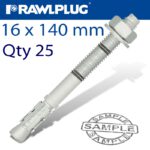 THROUGHBOLT 16X140X20MM ZINC FLAKE 25 -BOX