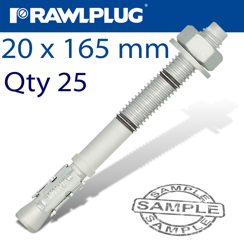 THROUGHBOLT 20X160X20MM ZINC FLAKE 25 -BOX THROUGHBOLT 20X160X20MM ZINC FLAKE 25 -BOX