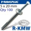 KMW METAL HAMMER FIXING 5X20MM X100 PER BOX
