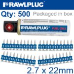 PINS FOR STEEL & CONCRETE 2.7MMX22MM X500 PER BOX + 1 FUEL CELL