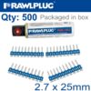 PINS FOR STEEL & CONCRETE 2.7MMX25MM X500 PER BOX + 1 FUEL CELL