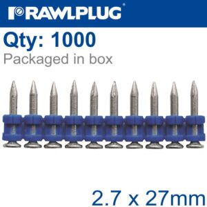 PINS FOR STEEL & CONCRETE 2.7MMX27MM X1000 PER BOX