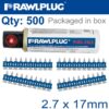 PINS FOR STEEL & CONCRETE 2.7MMX17MM X500 PER BOX + 1 FUEL CELL