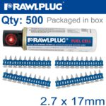 PINS FOR STEEL & CONCRETE 2.7MMX17MM X500 PER BOX + 1 FUEL CELL
