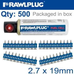 PINS FOR STEEL & CONCRETE 2.7MMX19MM X500 PER BOX + 1 FUEL CELL