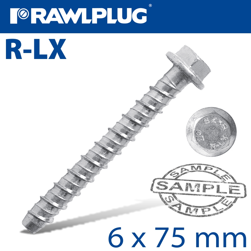 CONCRETE SCREWBOLT 6X75MM HEX HEAD WITH FLANGE GALVANIZED BOX OF 100 CONCRETE SCREWBOLT 6X75MM HEX HEAD WITH FLANGE GALVANIZED BOX OF 100