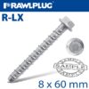 CONCRETE SCREWBOLT 8X60MM HEX HEAD WITH FLANGE GALVANIZED BOX OF  100