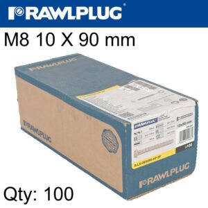 CONCRETE SCREWBOLT M8 10x90MM HEX FLANGE ZINC FL X100-BOX