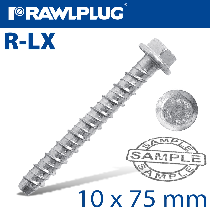 CONCRETE SCREWBOLT10X75MM HEX HEAD WITH FLANGE GALVANIZED 50/BOX CONCRETE SCREWBOLT10X75MM HEX HEAD WITH FLANGE GALVANIZED 50/BOX