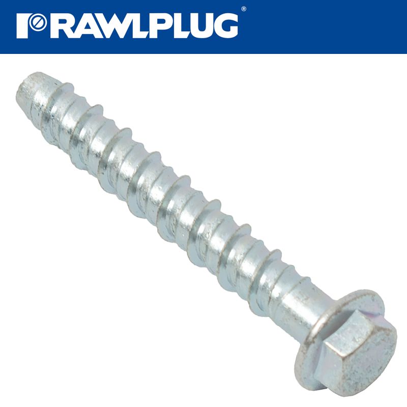 CONCRETE SCREWBOLT M10 12.5x85MM HEX FLANGE ZINC PL X50-BOX CONCRETE SCREWBOLT M10 12.5x85MM HEX FLANGE ZINC PL X50-BOX