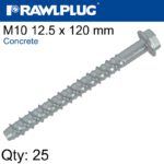 CONCRETE SCREWBOLT M10 12.5x120MM HEX FLANGE ZINC FL X25-BOX