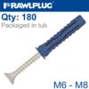 4ALL ASSORTED PLUGS M6 M8 & SCREWS TUB 180PCS