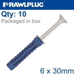 UNIVERSAL NYL PLUG 6X30MM PLUG ONLY X10 -BAG