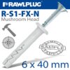 NYL HAMMER-IN FIXING 6X40MM MUSH HEAD X20-BAG