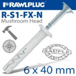 NYL HAMMER-IN FIXING 6X40MM MUSH HEAD X20-BAG