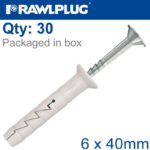NYL HAMMER-IN FIXING 6X40MM + CSK HEAD X30 -BAG