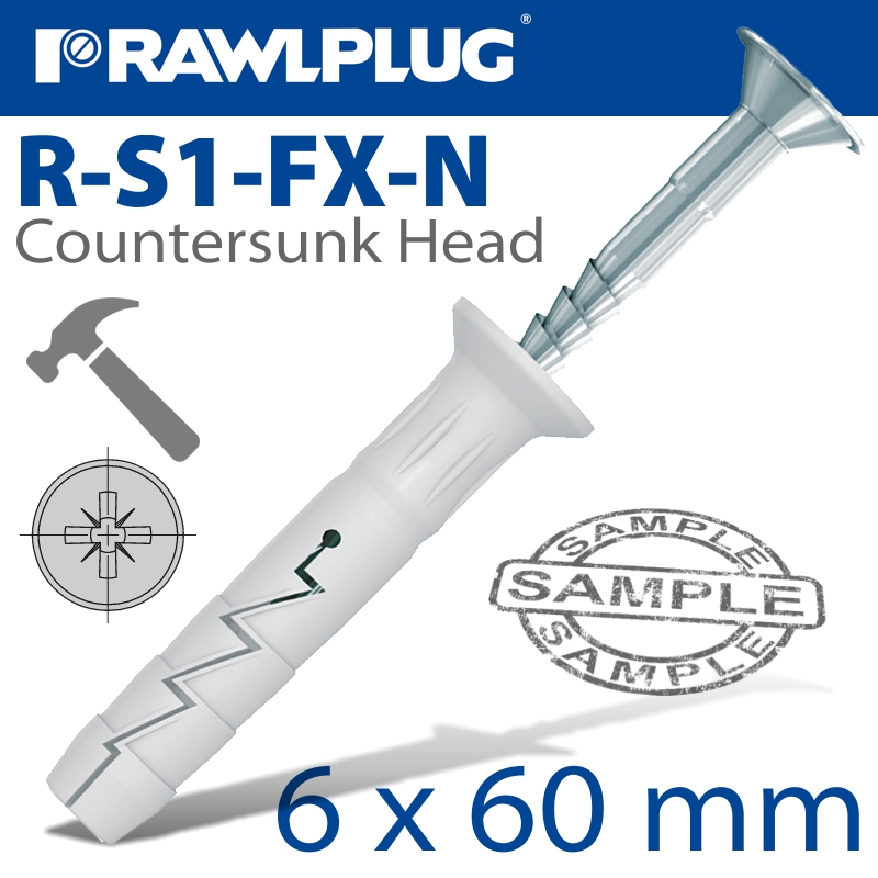 NYL HAMMER-IN FIXING 6X60MM + CSK HEAD X20 -BAG NYL HAMMER-IN FIXING 6X60MM + CSK HEAD X20 -BAG