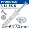 NYL HAMMER-IN FIXING 6X80MM + CSK HEAD X10 -BAG