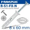 NYL HAMMER-IN FIXING 8X60MM + CSK HEAD X10 -BAG