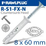 NYL HAMMER-IN FIXING 8X60MM + CSK HEAD X10 -BAG