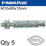 PROJECTING BOLT M10X90X15MM X5 -BAG