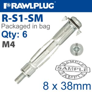 INTERSET CAVITY FIXING M4X38MM X6-BAG