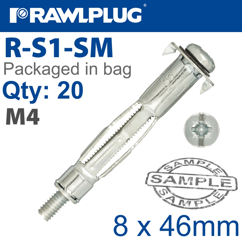 INTERSET CAVITY FIXING M4X46MM X20-BAG INTERSET CAVITY FIXING M4X46MM X20-BAG
