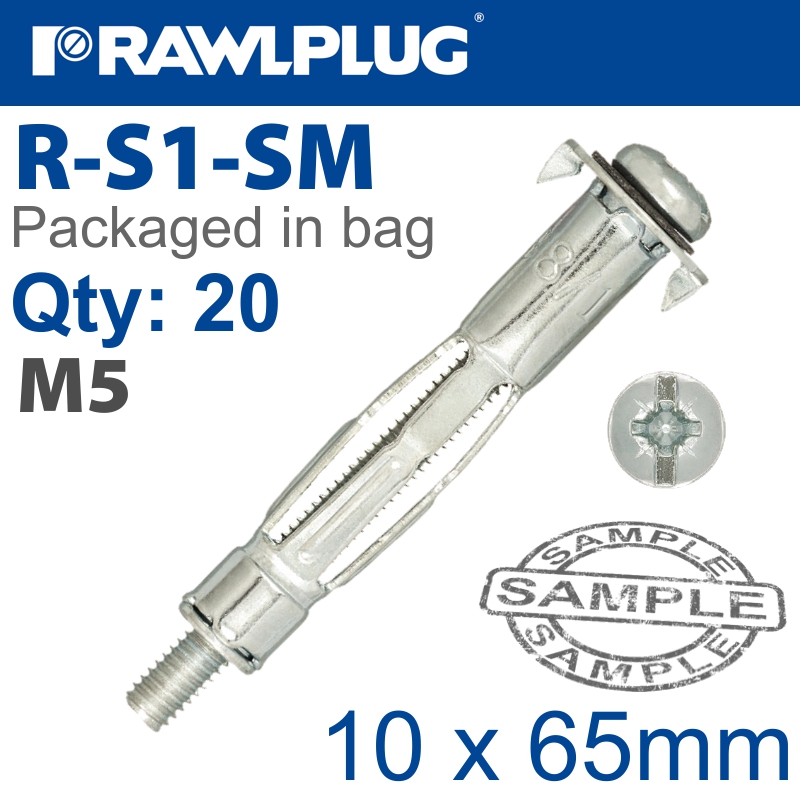 INTERSET CAVITY FIXING M5X65MM X20-BAG INTERSET CAVITY FIXING M5X65MM X20-BAG