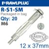 INTERSET CAVITY FIXING M6X37MM X20-BAG