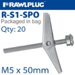 SPRING TOGGLE+SCREW M5X50MM X20-BAG