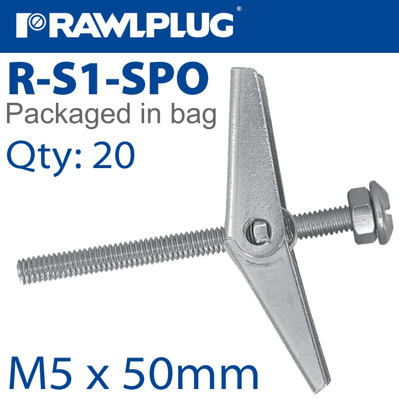 SPRING TOGGLE+SCREW M5X50MM X20-BAG SPRING TOGGLE+SCREW M5X50MM X20-BAG