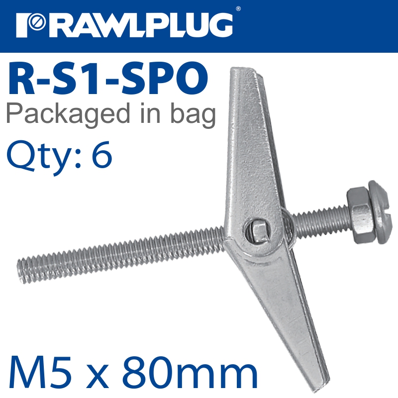 SPRING TOGGLE+SCREW M5X80MM X6-BAG SPRING TOGGLE+SCREW M5X80MM X6-BAG