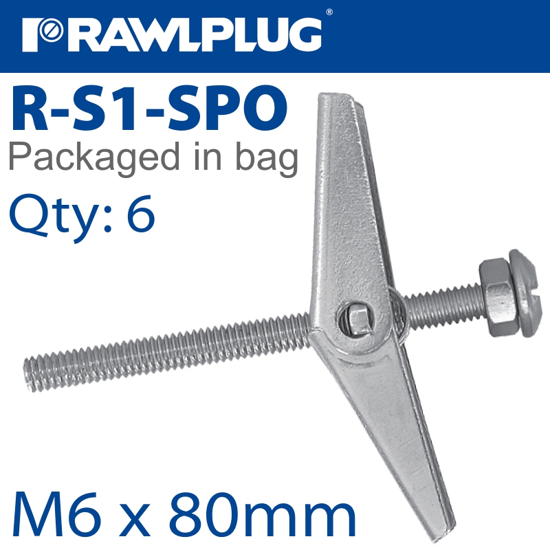 SPRING TOGGLE+SCREW M6X80MM X6-BAG SPRING TOGGLE+SCREW M6X80MM X6-BAG