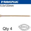 R-TS HARDENED SCREW 5.0X120MM X4 PER BAG