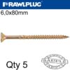 R-TS HARDENED SCREW 6.0X80MM X5 PER BAG