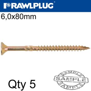 R-TS HARDENED SCREW 6.0X80MM X5 PER BAG