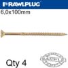 R-TS HARDENED SCREW 6.0X100MM X4 PER BAG