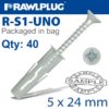 UNIVERSAL PLUG WITH SCREW 5X24MM 40 PER BAG