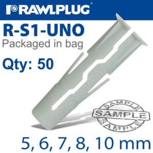 UNIVERSAL PLUG + SCREW ASSORTED 5 6 7 8 10MM X100-BAG